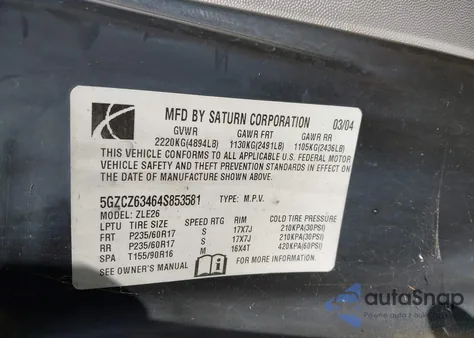 2004 Saturn Vue V6 from USA, damaged, VIN 5GZCZ63464S853581